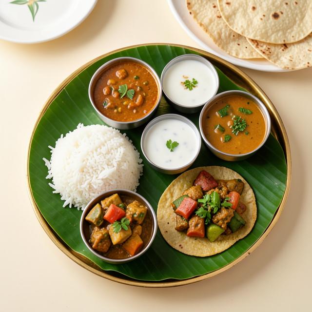 Veg meals on banana leaf